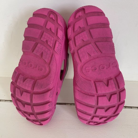 Crocs Micah II Slip On Shoes Pink Sandals Stretch Kids Size J13 - Picture 3 of 5